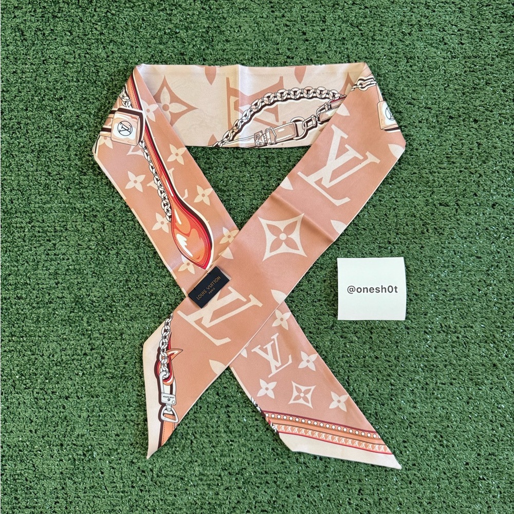 Louis Vuitton Monogram Confidential Silk Bandeau Scarf - Tan/Brown - Picture 3 of 6